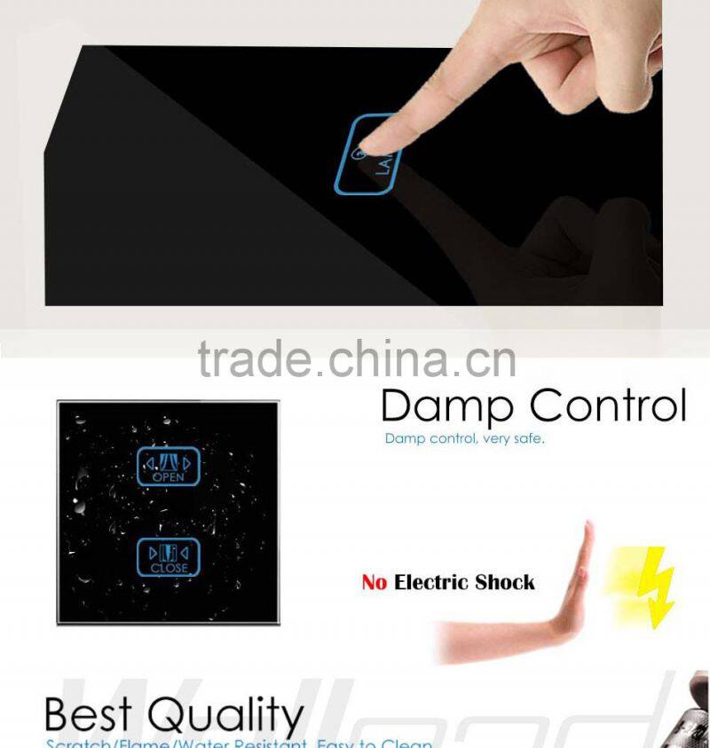 4 Gang WIIFI Curtain Switch Wallpad Black Glass 4 Gang 2 Way WIF Remote Controlled Touch Double Shutter Blinder Wall Switches