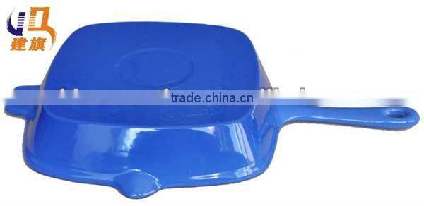 enamel cast iron ribbed skillet