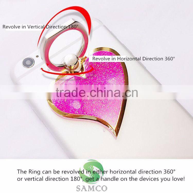 Samco Luxurious Heart Shape Decorative Cell Phone Holder Finger Grip Ring Stand
