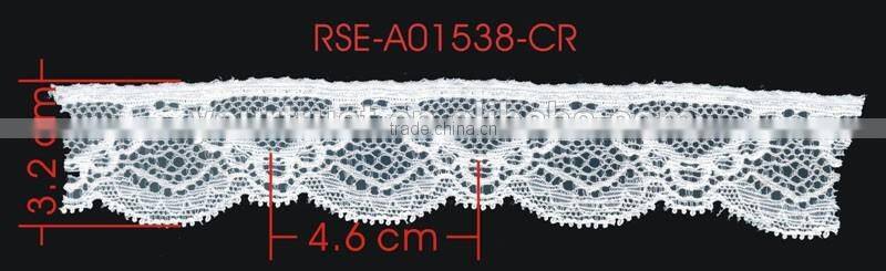 Width 3.2 Centimeter White Wave Stretch Trimming Spandex Elastic Lace