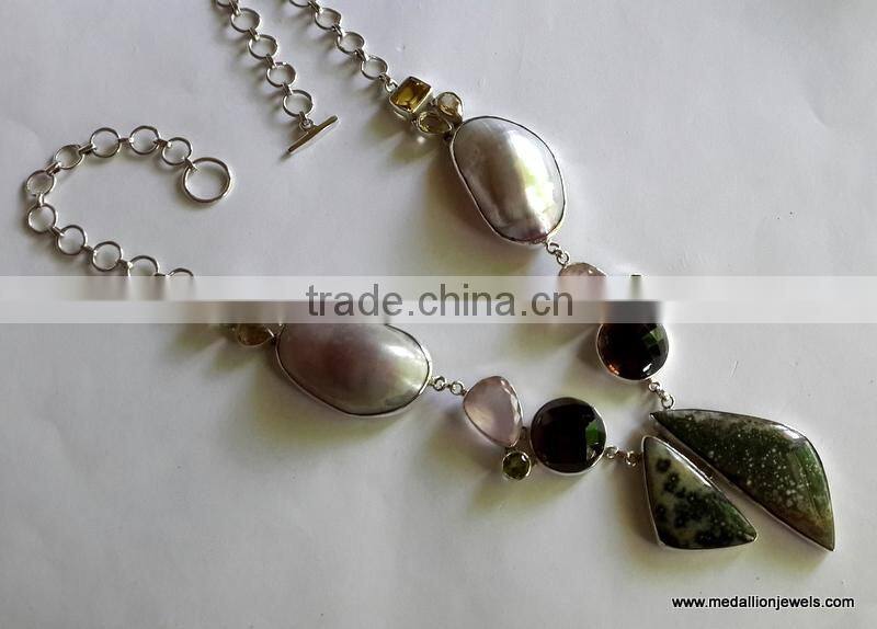 Tanzanite Pear Cabochon 925 Solid Sterling Silver Necklace, Designer Sterling Silver Gemstone Necklace, Bezel Gemstone Necklace