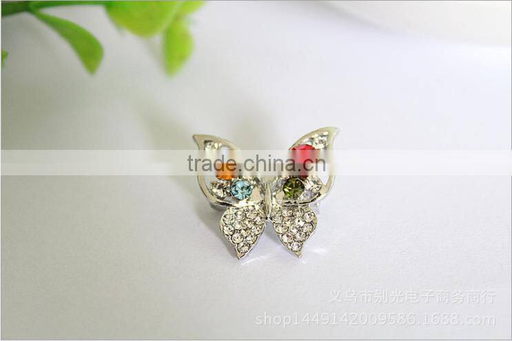 Hot sale wholesale fashion women butterfly diamond rhinestone alloy brooch pin
