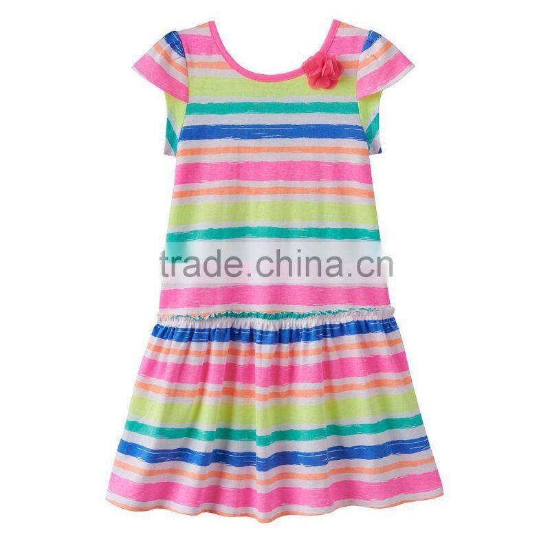 Summer new styled frock short sleeve design cotton dress for baby girl wholesale kids summer dress