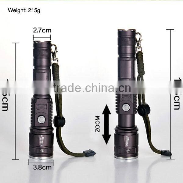 POPPAS 6611 Newest USB led flashlight hunting waterproof high-power led flashlight with power bank