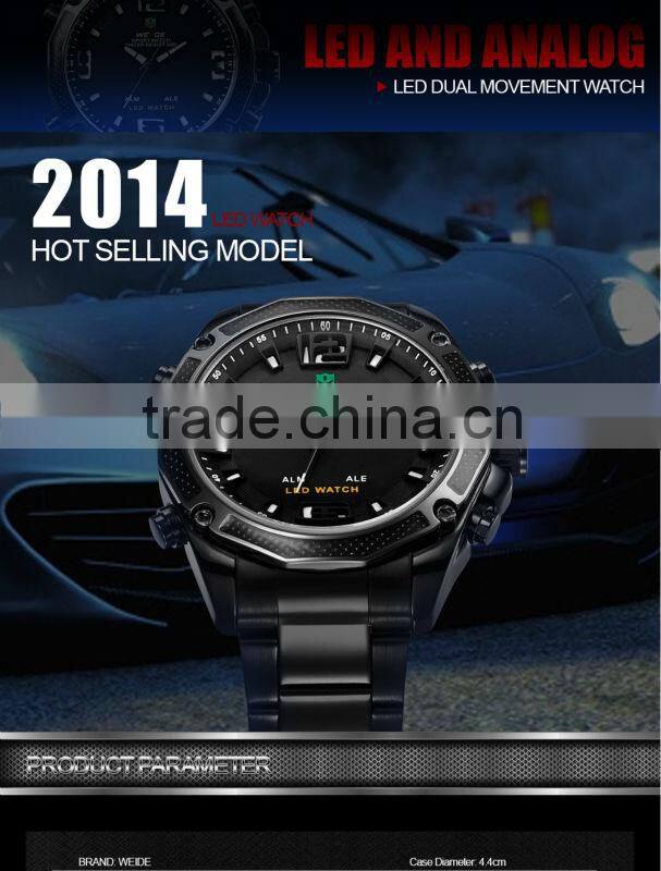 2014 weide JAPAN Miyota Quartz Watch Analog & Digital Watch for Men Military Watches,Men Full Steel Watches/WH2306