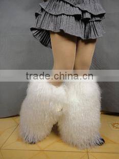 Vintage Style Leg Warmers Of Mongolian Sheep Fur Boots Fur Sleeves Warmer