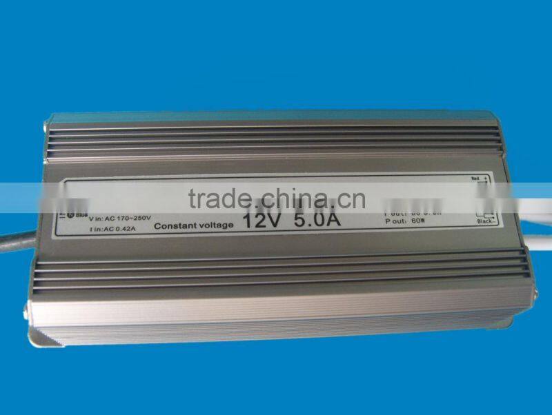 High quality 12 volts 5 amp 60 watt waterproof led power source, led strip power supply transformer