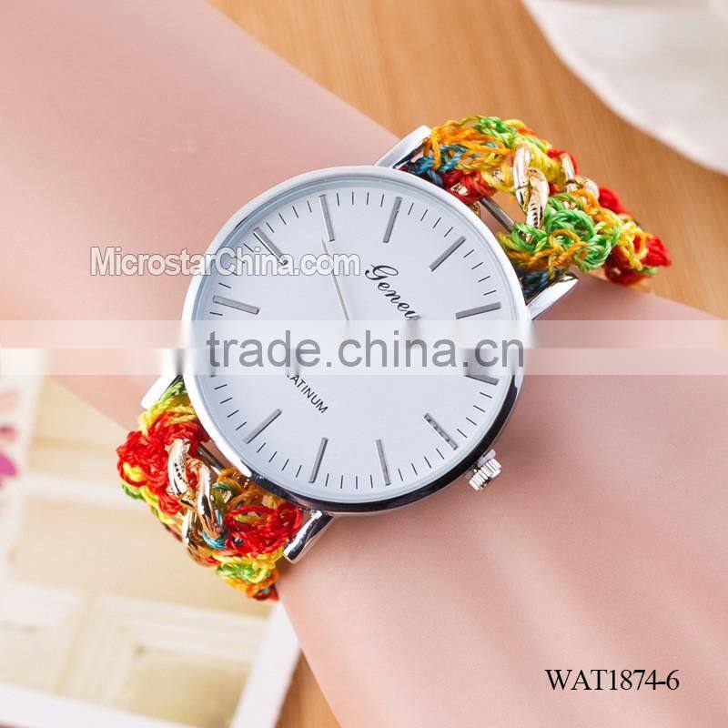 New Classic Geneva Ethnic Braided Analog Nailed Chain Watch