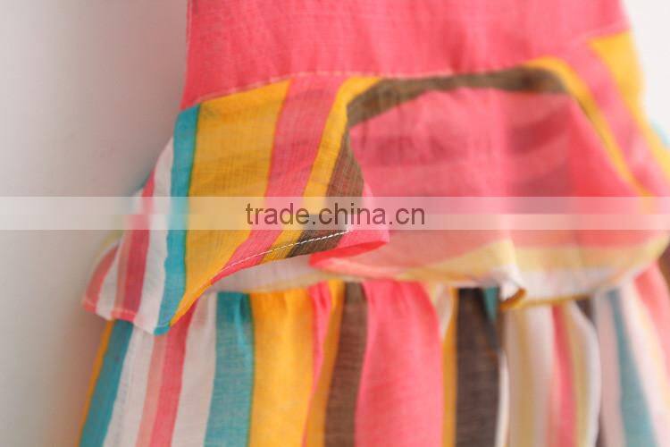 High quality baby girls floral cotton and linen baby girls spaghetti Strap dress