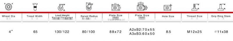 H9 Series Medical Caster Swivel 100mm PU wheel