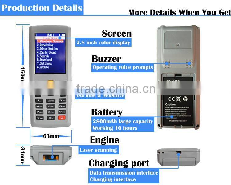 laser head barcode scanner with printer wireless winCE RFID /wifi/GPS/camera/