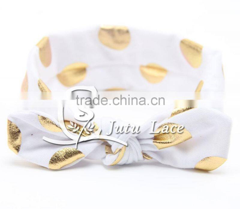 New Full Head Cover Head Turban Head Wrap Hair accessories, Wholesale gold foil dot bunny ear Dot Turban Headbands