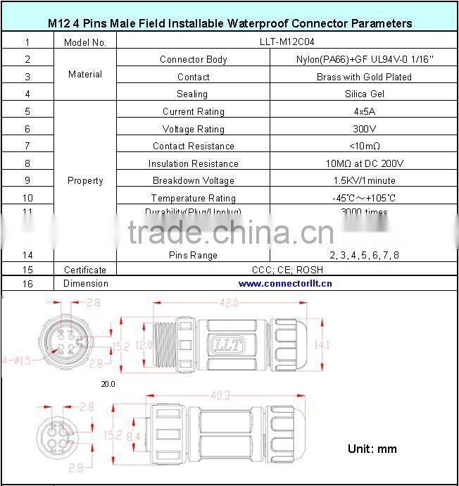 industrial plastic waterproof connector