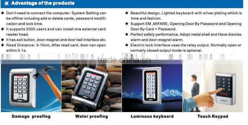 Rfid access control metal keypad