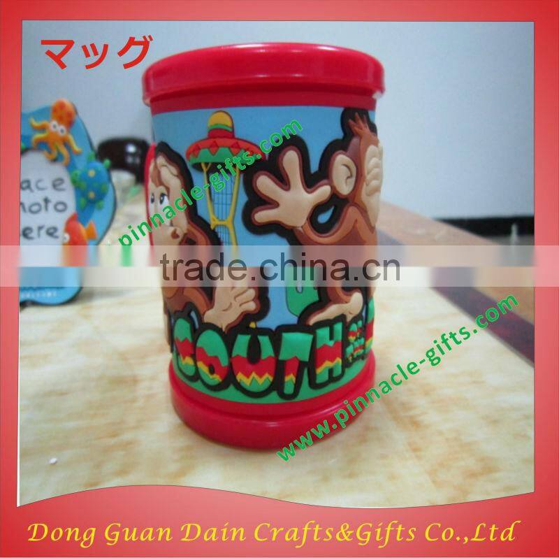 Customzied logo 230ml PVC soft plastic mugs 3D animal mark mug