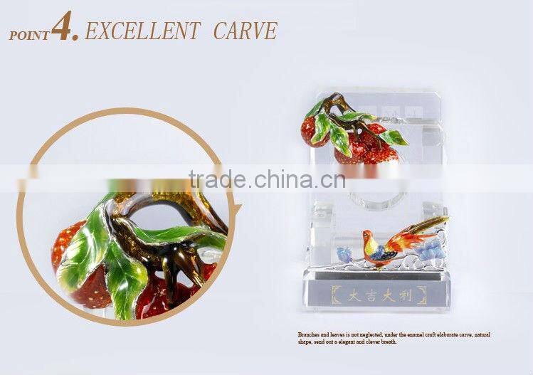 RORO Good Fortune litchi enamel pewter crystal pen holder