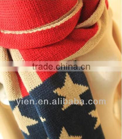 Flag Knitted Scarf , Autumn And Winter Flag Princess Scarf