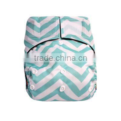 Blue chevron printed reusable baby cloth diapers