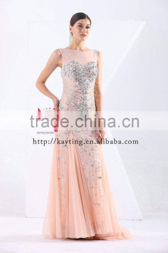 Graceful Handmade Beading Chaozhou Evening Dress Young Girl Turkish Muslim Dress