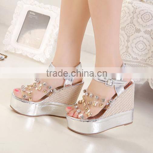 ladies shoes guangzhou women wedges shoes 2015 fashion snadals summer PY2900