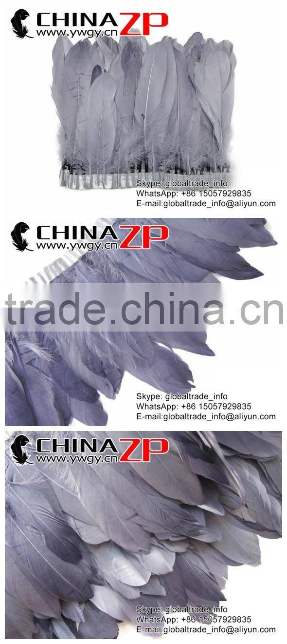 CHINAZP Factory Best Selling Cheap Trim Dyed Grey Goose Satinettes Trimming Feathers