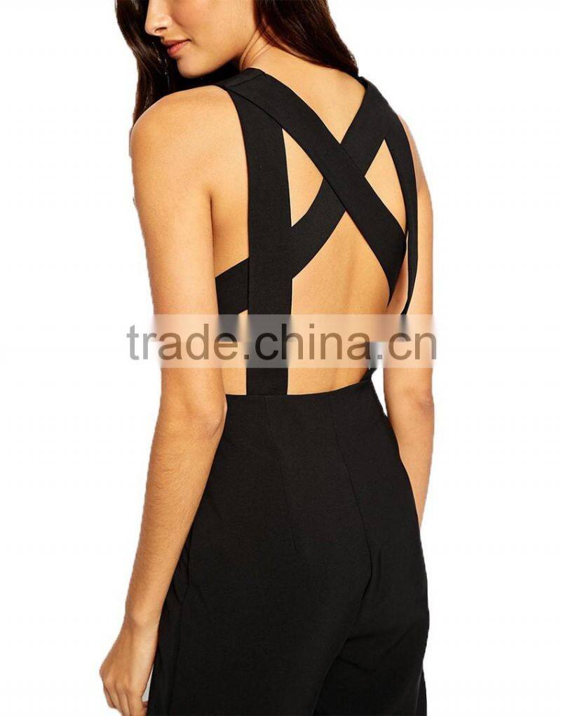 Sweetheart neckline good sewing special back long women jumpsuit