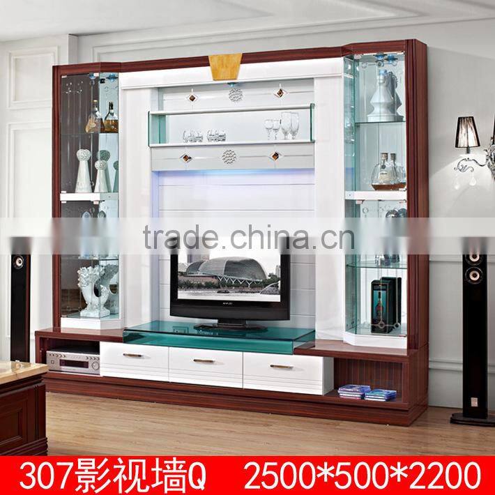 latest design wood furniture living room cabinet glass/lcd tv unit
