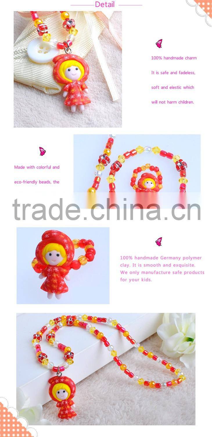 2016 Hot Selling Clay Finger Rings Photos Bead Necklace Designs Bracelet Jewelry Lovely Little Red Riding Hood