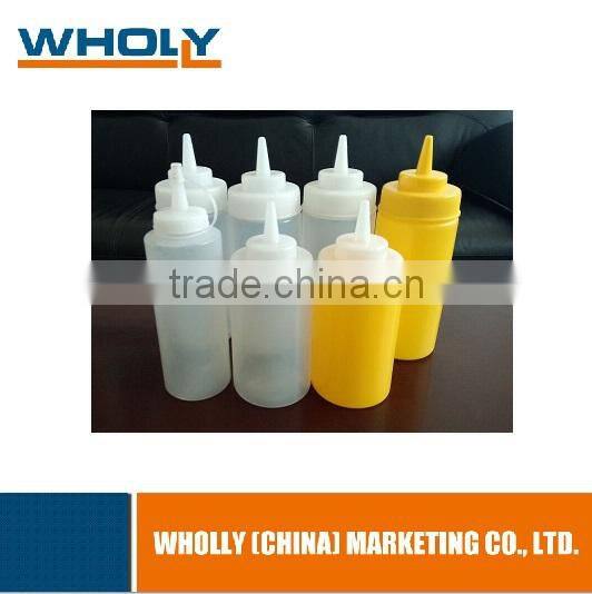 300ml Clear Plastic Ketchup Sauce Soy Squeeze Bottles with Screw Cap