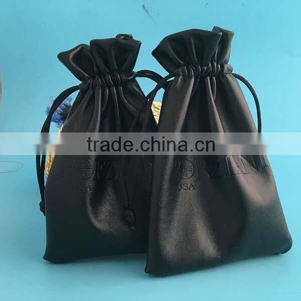 custom wholesale drawstring pu leather bag with logo printing