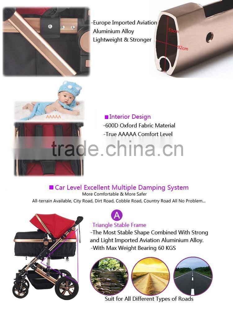 Lightweight Colorful Aluminium Alloy Baby Strollers Baby Pram Baby Push Chair Folding Easily 600D Oxford Polyster Fabric