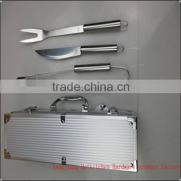 Stainless Steel Barbecue Grill Tools 3PCS BBQ Grill tool with Aluminium Case