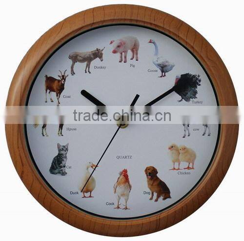 10" Cat Sound Wooden Clock