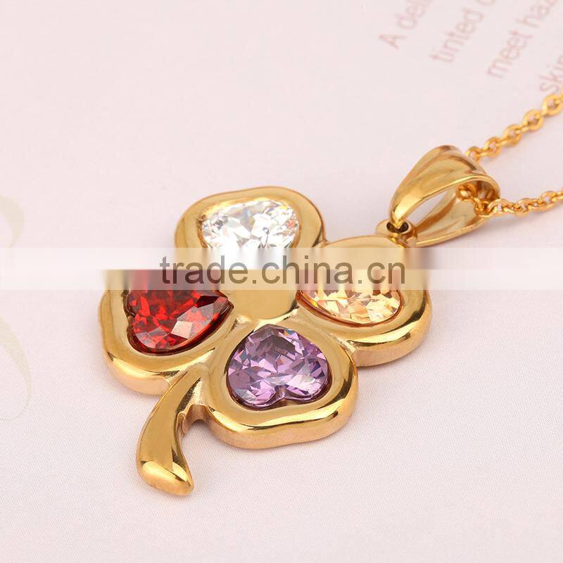4 color clover zircon pendant fashion jewlery