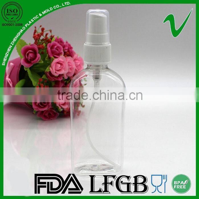 PET clear cosmetic 100ml plastic perfume bottle with pump