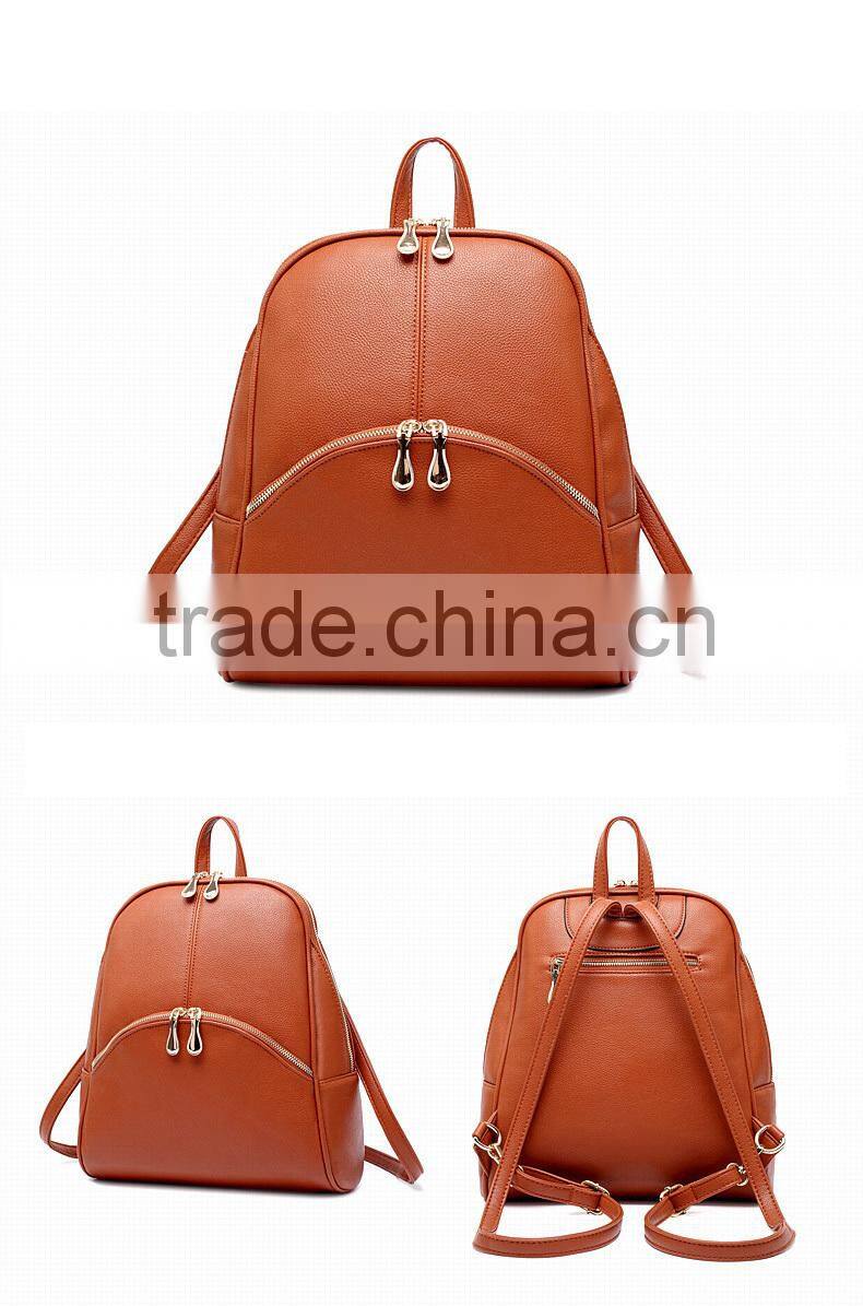 Fashion Brown Color Pu Backpacks For Girls