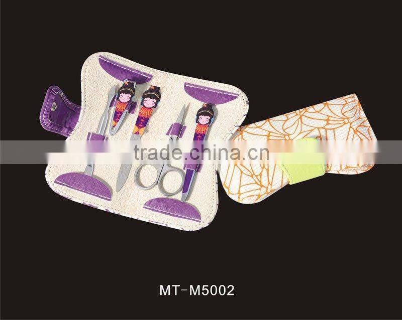Purple cute girl shaped 5PCS manicure set purse