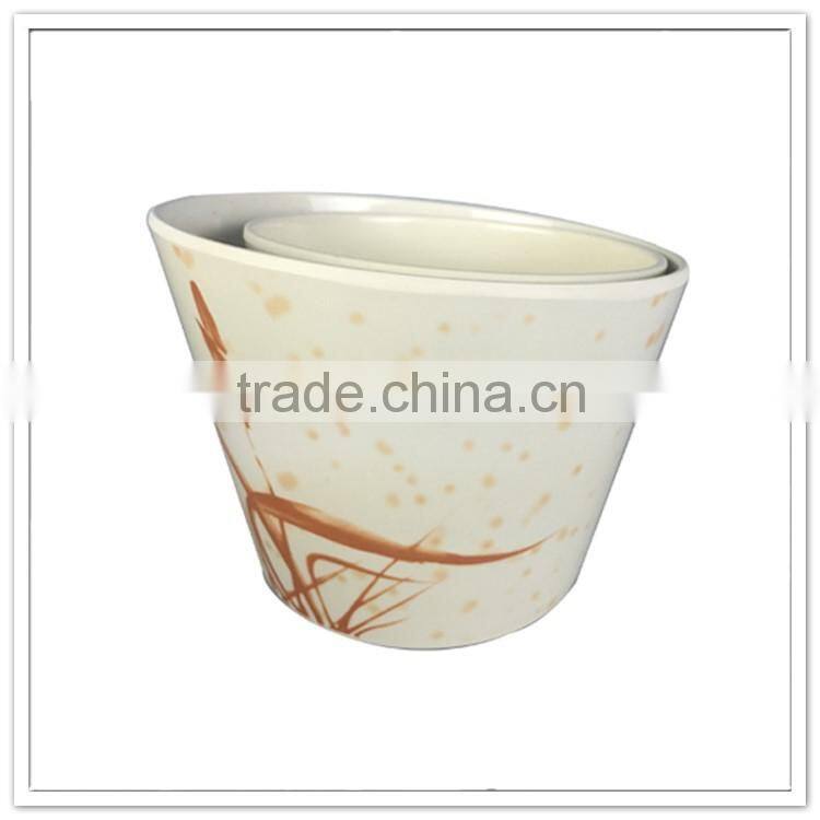 Elegant design external printing ceramic-like plastic soup bowl