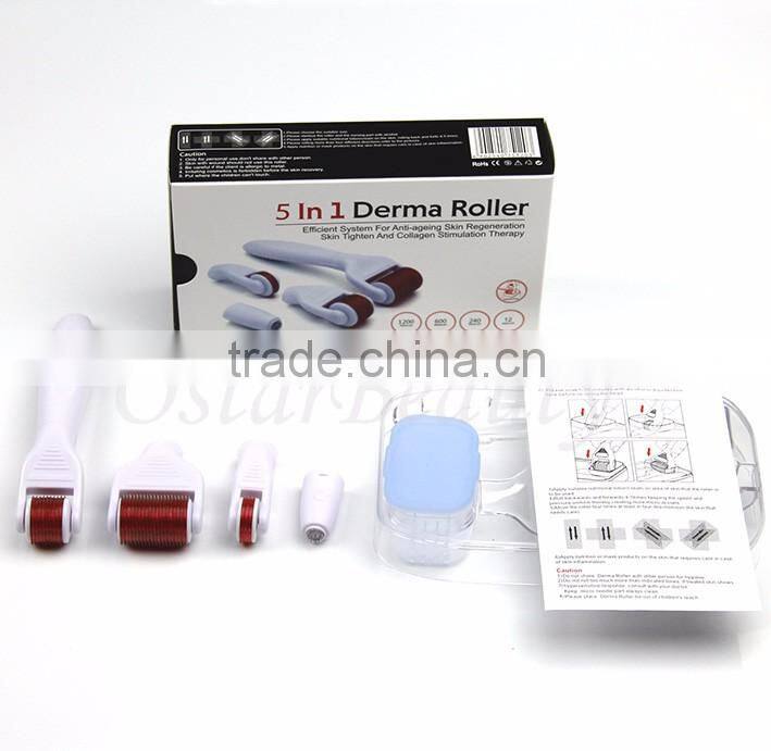 (5 in 1 Ostar dermaroller) Fine medical titanium 5 in 1 dermaroller microneedle roller