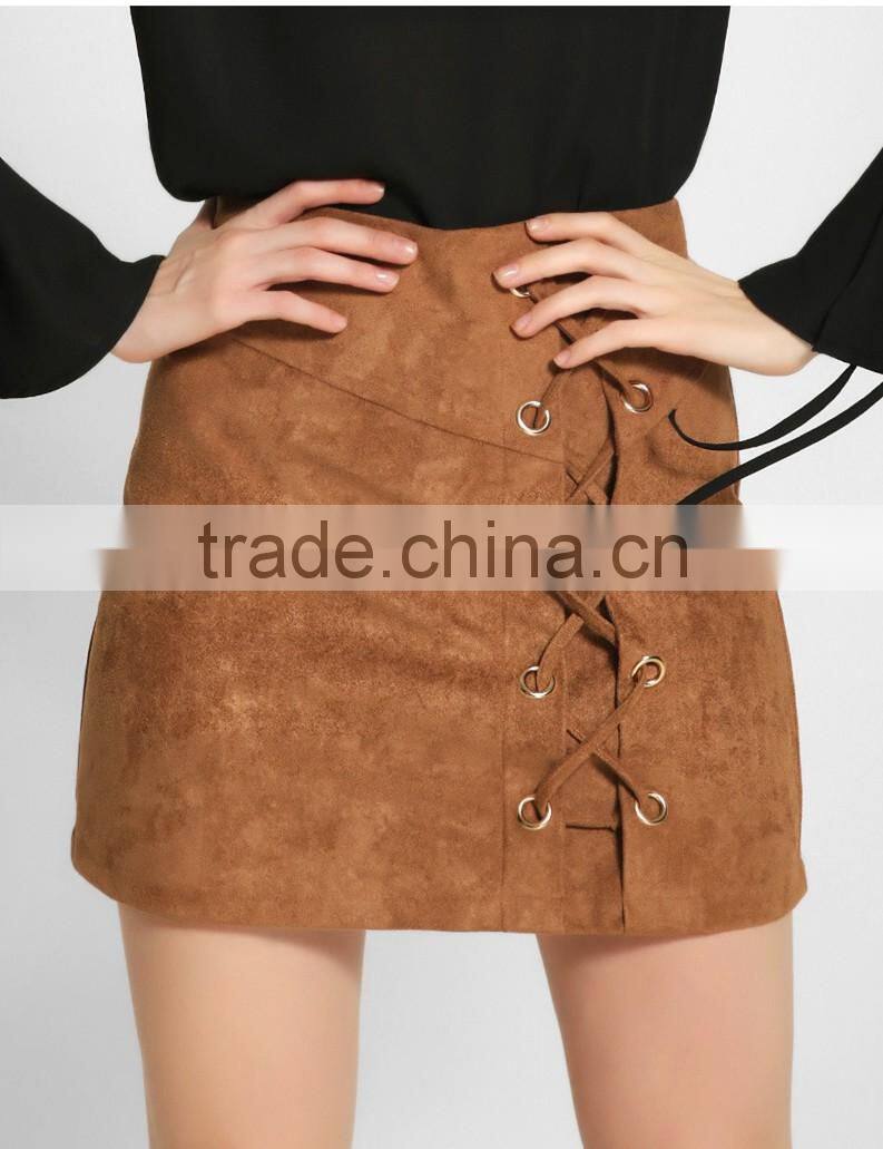 Bonvatt Fashion sexy high waist belt suede package hip skirt