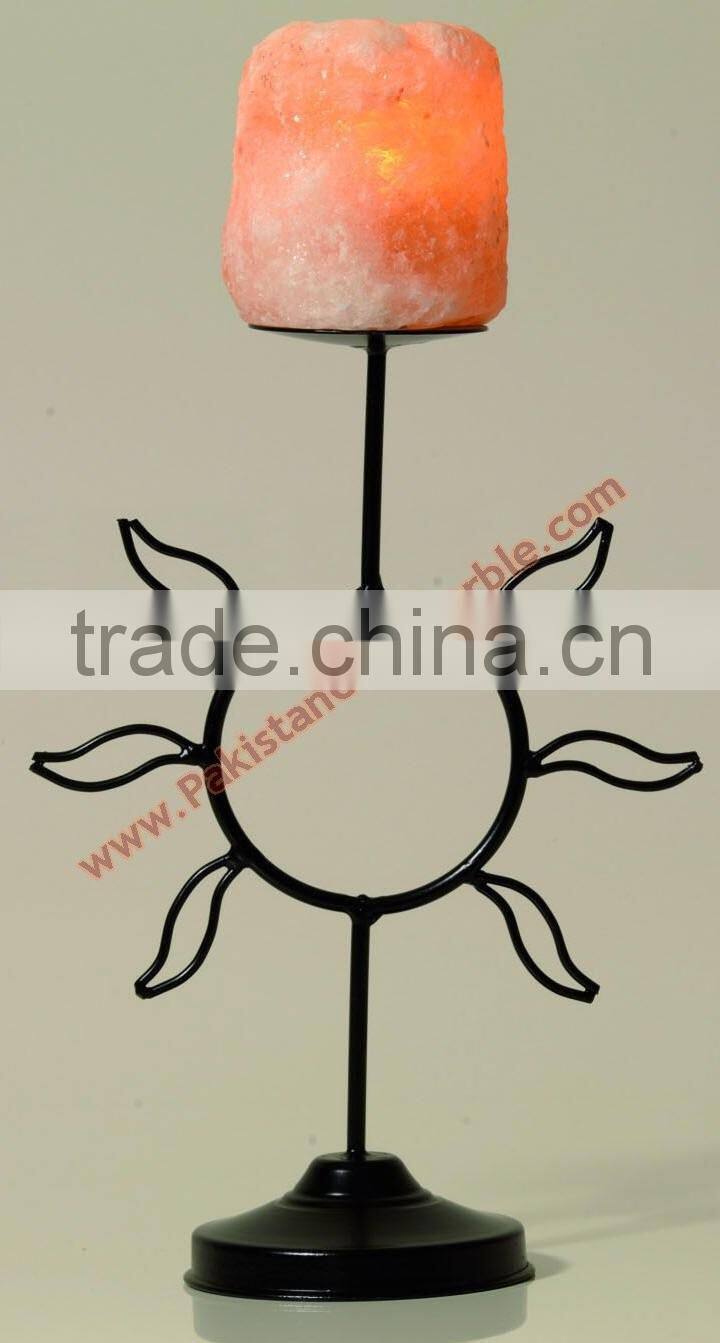 WROUGHT IRON SALT CANDLE HOLDER & TEALIGHTS
