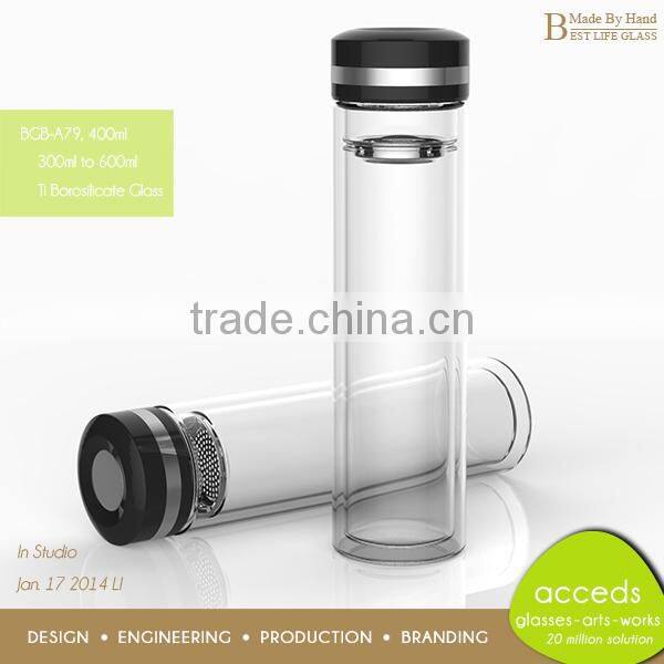 Funky Handmade Ti-Borosilicate Glass Heat-Resistant Tea Filter Bottle