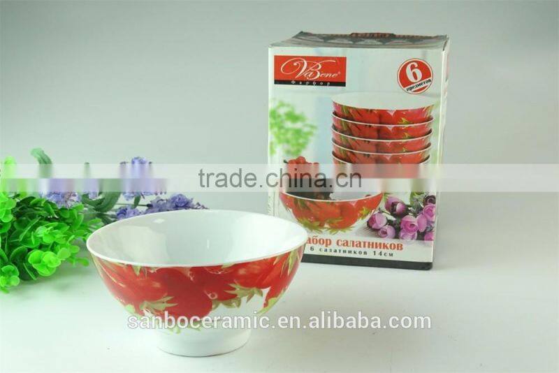 wholesale Hot sale porcelain rice bowl with decal ceramic bowl sets with gift box
