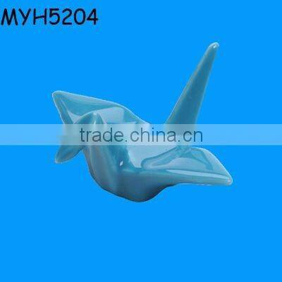 Plain Black Ceramic Crane Chopsticks Rest