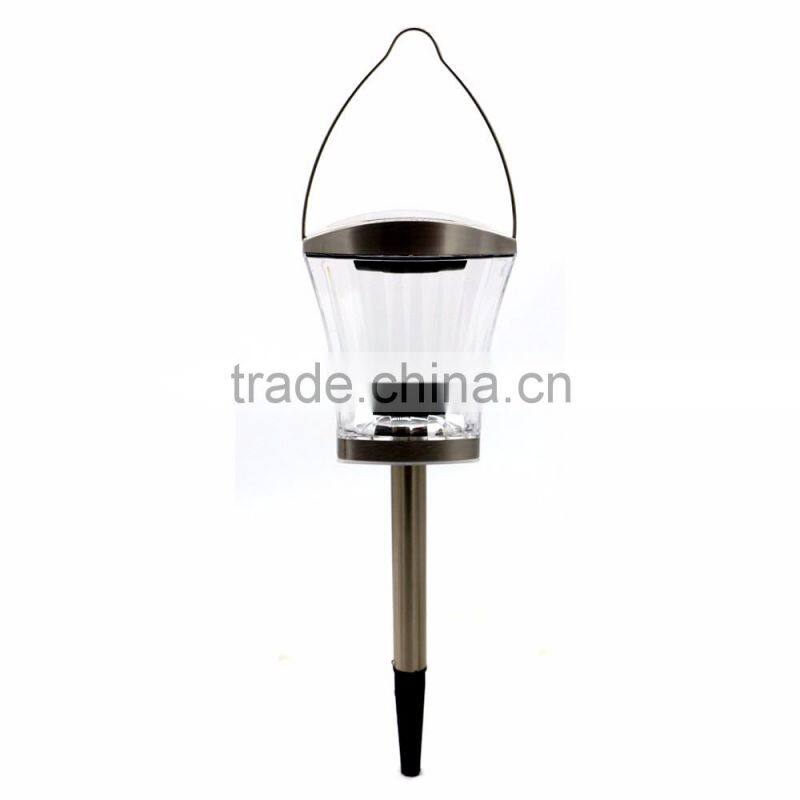 12pk 3-in-1 Stainless Steel Glass Lens Solar Garden Lawn LED Path Light