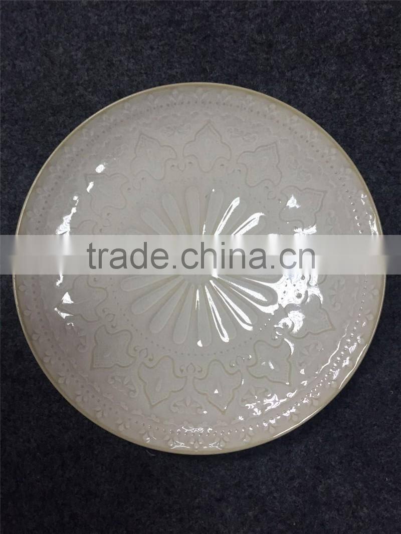 Wholesale embossment ceramic catering dinner plates
