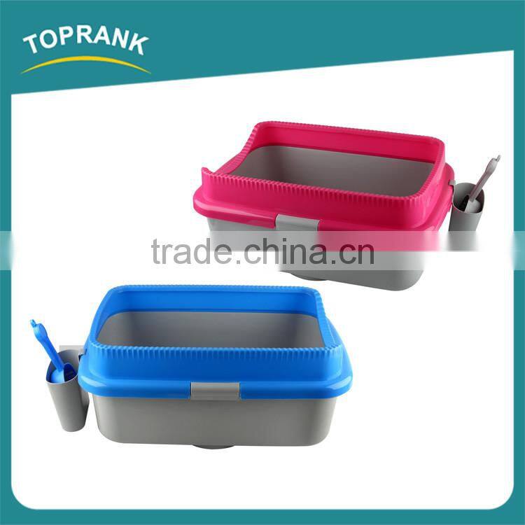 Hot selling indoor outdoor portable cat toilet PP plastic cat litter box with scoop