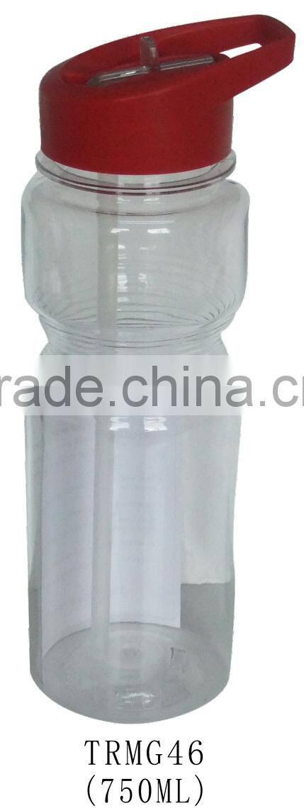750ml BPA free food grade plastic sports water bottle with straw