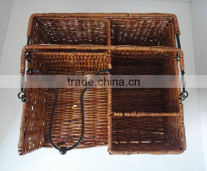 Picnic Caddy Organizer Outdoor Utensil Plate Condiment Holder Portable Basket