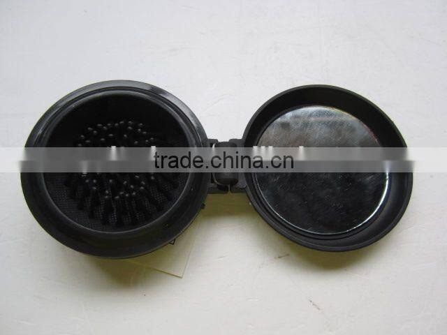 Round folding comb with mirror/hair brush